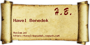 Havel Benedek névjegykártya